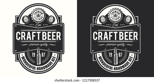 Beer label on light and dark background. Vector illustration. Vintage style