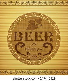 Beer label on paper background.