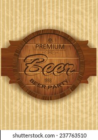 beer label on a wooden barrel / brasserie menu design