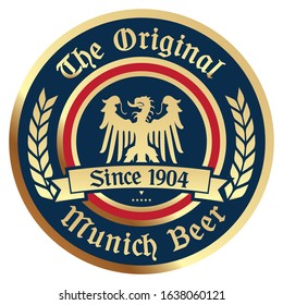 Beer Label. Original Munich Beer. Vector Sticker.