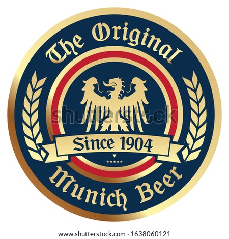 Beer Label. Original Munich Beer. Vector Sticker.
