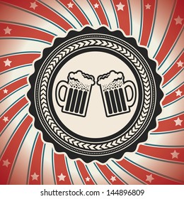 Beer label over grunge background vector illustration