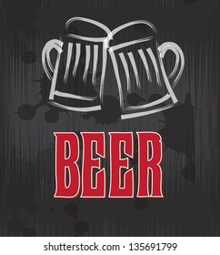 Beer label over grunge and gray background vector illustration