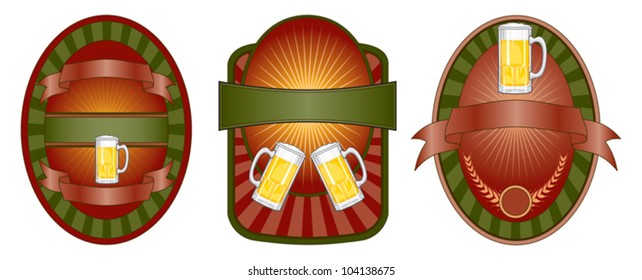 Beer Label Set is an illustration of a set of three beer label or emblem designs. Also makes a great template for t-shirt designs.