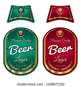 Beer label template with neck label. Vector Illustration.