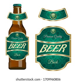 Beer Label Template With Neck Label. Vector Illustration.