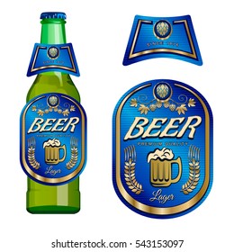 Beer Label Template With Neck Label. Vector Illustration.