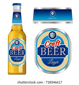 Beer Label Template With Neck Label. Vector Illustration.