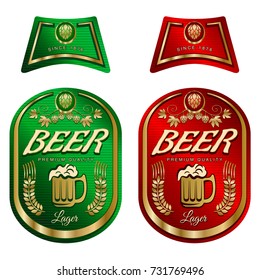 Beer label template with neck label. Vector Illustration.