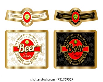 Beer Label Template With Neck Label. Vector Illustration.