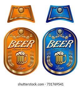 Beer label template with neck label. Vector Illustration.