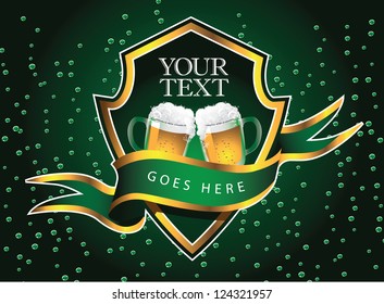 Beer Label Vector On bubbly liquid background