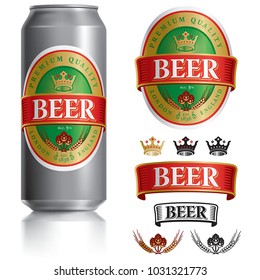 Beer Label vector visual on Black aluminum drinks can 500 ml, ideal for beer, lager, ale, stout etc. Can drawn with mesh tool. Fully adjustable & scalable.