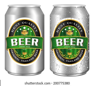 Beer Label Vector Visual On Aluminum Drinks Can, Ideal For Beer, Lager, Ale, Stout Etc. Can Drawn With Mesh Tool. Fully Adjustable & Scalable.