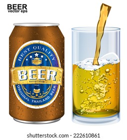 Beer Label vector visual on aluminum drinks can, ideal for beer, lager, ale, stout etc. Can drawn with mesh tool. Fully adjustable & scalable. 