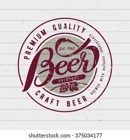 Beer label - vintage design element for flyer, banner, poster, postcard. Vector art. Lettering collection.