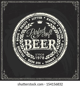 beer label vintage grunge brewery vector sign chalk emblem chalkboard retro styled label of beer or brewery on a blackboard good as a template of advertisement beer label vintage grunge brewery vector