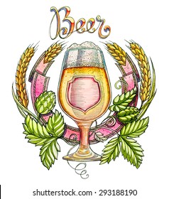 beer label watercolor