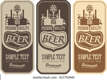 Beer labels with the brewery machine to make beer