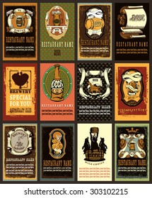 Beer labels design set contains images of different beer labels. Beer labels design set.Vintage style.