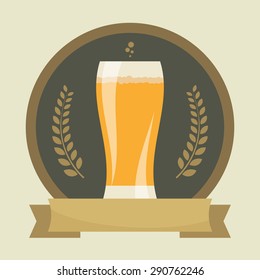 Beer labels  glass of beer. Beverages Service icon. Simple flat vector.