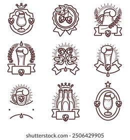 Beer labels and icon set. Collection icon beer. Vector