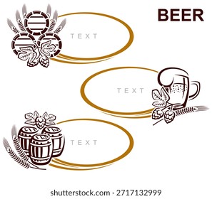 Etiquetas de cerveza y conjunto de iconos. Colección icono de cerveza. Vector