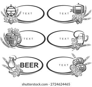 Etiquetas de cerveza y conjunto de iconos. Colección icono de cerveza. Vector
