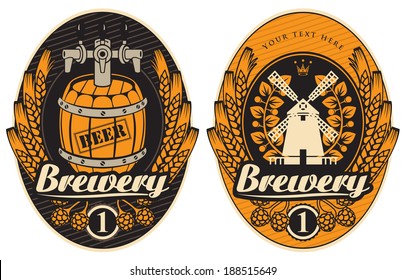 beer labels with the mill and barrel