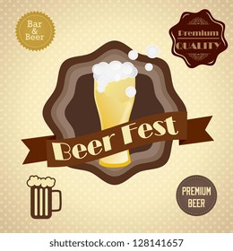 Beer Labels with retro colors, on vintage background. Vector illustration