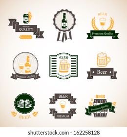 Beer Labels Set - Isolated On Background - Vector Illustration, Graphic Design Editable For Your Design 