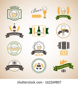 Beer Labels Set - Isolated On Background - Vector Illustration, Graphic Design Editable For Your Design 