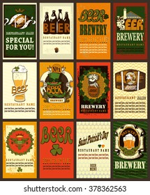 Beer labels set with shamrock.Set contains design variations for beer labels. St. Patrick's day style.