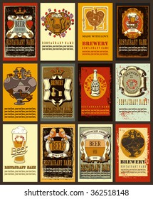 Beer labels set  for Valentine's day.Set of beer labels for  Valentine's Day contains images of different variations of hearts and beer labels. Vintage style.