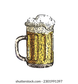 beer lager cup hand drawn. glass alcohol, beverage drink, mug foam, full pub, yellow bar beer lager cup vector sketch. isolated color illustration
