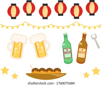 Beer and lantern illustration material