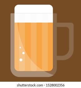 Beer in a large glass mug with foam