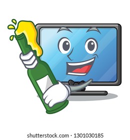 With beer lcd tv isolated with the character