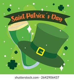 Beer and leprechaun hat combo. Vector illustration