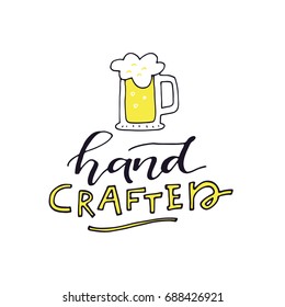 Beer lettering - hand drawn quote for poster or label. Vector illustration.