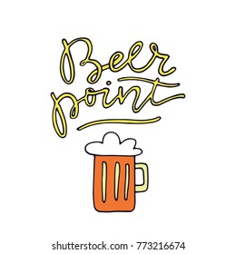 Beer lettering - hand drawn quote for poster or label. Vector illustration.