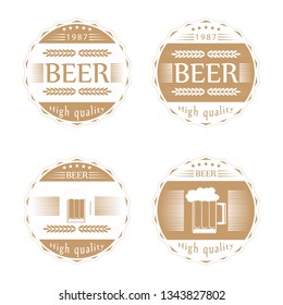 Beer lid set. Mug beer logo on cap.