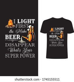 Beer And Light Vintage T-shirt Design Vector