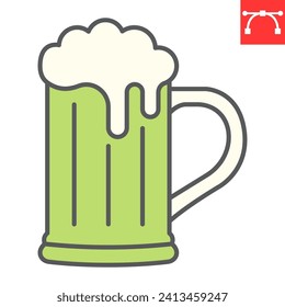 Beer line color icon, St. Patrick's Day and holiday, mug of beer vector icon, vector graphics, editable stroke outline sign, eps 10.