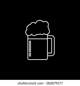 Beer line icon, food & drink elements, alcohol drink sign, a linear pattern on a black background, eps 10.