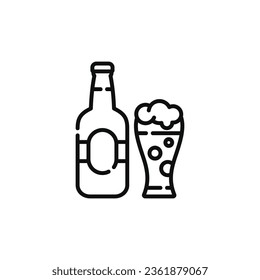 Beer line icon isolated on white background