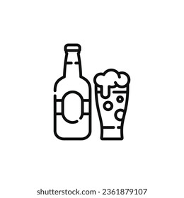 Beer line icon isolated on white background