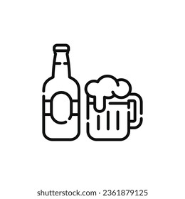 Icono de línea de cerveza aislado en fondo blanco