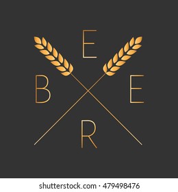 Beer linear logo design. Logo template with golden malt