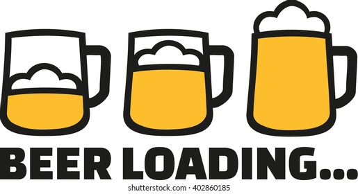 Beer Loading with three mugs and foam